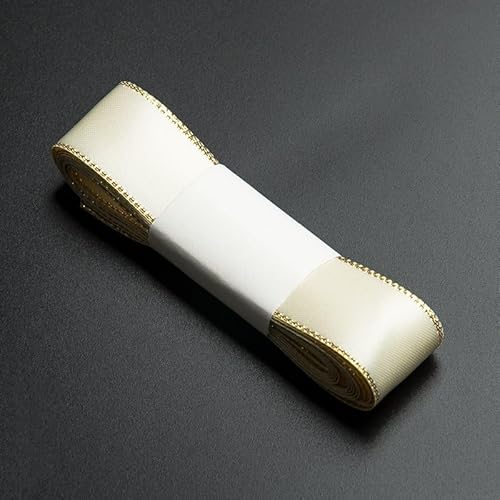 Namzi 2 Rollen antikes weißes Band mit goldenen Kanten, Geschenkband zum Basteln, dekorativer Satin-inspirierter Rand für Geschenkverpackungen, DIY-Projekte von Namzi