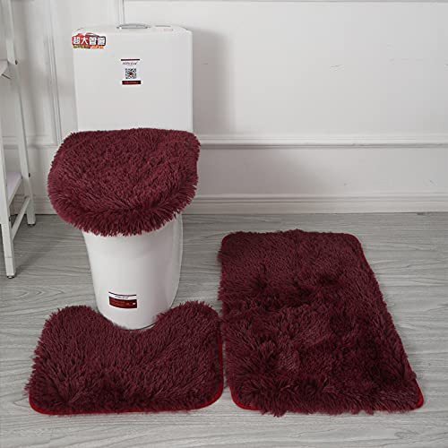 Namzi 3-teiliges Toiletten-Set, schlichter Stil, einfarbig, WC, Bad, Badezimmer, dreiteiliges Set, Toilettenpads, reinigen und wiederverwenden, wasserabsorbierende Badezimmermatte für Dusche (Weinrot Namzi 3-teiliges Toiletten-Set, schlichter Stil, einfarbig, WC, Bad, Badezimmer, dreiteiliges Set, Toilettenpads, reinigen und wiederverwenden, wasserabsorbierende Badezimmermatte für Dusche (Weinrot von Namzi