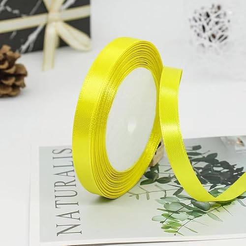 Namzi 5 Rollen Gelbes Band Polyester Wickelband zum Basteln, Dekoratives Satin für Geschenkverpackungen DIY Projekte von Namzi