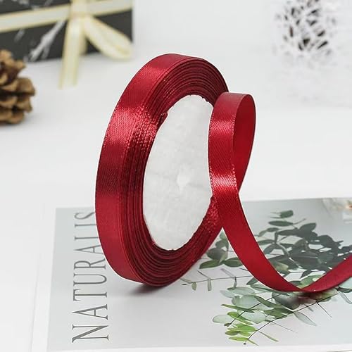 Namzi 5 Rollen Weinrotes Band Polyester Wickelband zum Basteln, dekoratives Satin für Geschenkverpackungen DIY-Projekte von Namzi