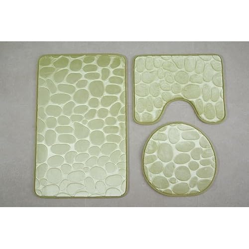 Namzi Dreiteiliges Toilettensitz-Set mit Kopfsteinpflaster, einfarbig, Toilettenpads, reinigen und wiederverwenden, wasserabsorbierende Badezimmermatte für die Dusche, 2 Sets (grün) von Namzi