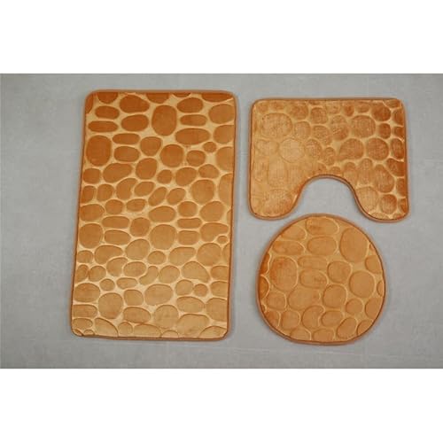 Namzi Dreiteiliges Toilettensitz-Set mit Kopfsteinpflaster, einfarbig, dreiteiliges Toiletten-Pads, reinigen und wiederverwenden, wasserabsorbierende Badezimmermatte für die Dusche (Champagner), 2 von Namzi