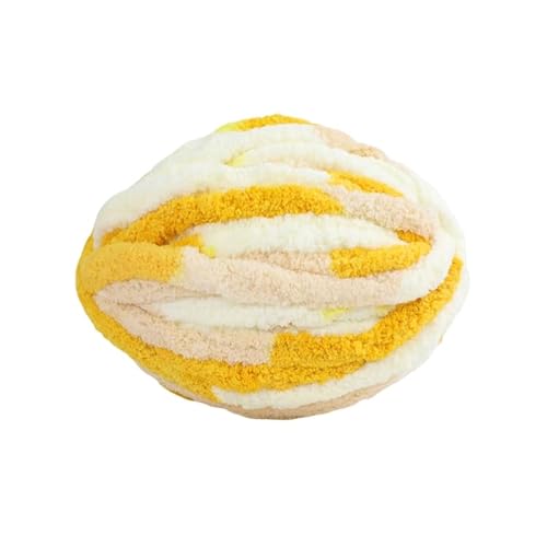 Namzi Eiswolle, supergrob, gelb-weiß, 1 Stück, 250 g, zum Stricken und Häkeln, gemütliches Bastelgarn für Überwurf, Kissen von Namzi