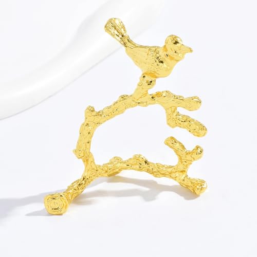 Namzi Legierung Happy Eyebrows, Vogel Serviettenring, Tierserviettenschnalle, Baumzweigöffnung, Serviettenring, Esstisch-Tischplatte, 6 Stück (Gold) von Namzi