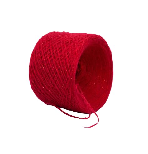 Namzi Rote glitzernde Strickgarn-Knäuel, 50 g, 1 Stück, weiches Strickgarn zum Stricken und Häkeln, ideal für Schals, Kissenbezüge, Heimdekoration von Namzi