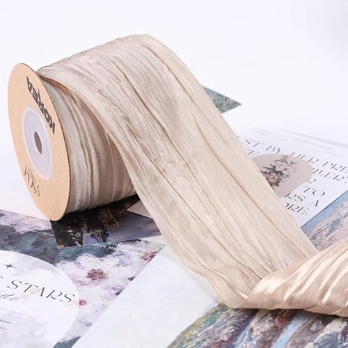Namzi Seidenband, 1 Rolle, Perlglanz, plissiert, Satin für Urlaubsdekoration, Blumensträuße, Basteln (A22) von Namzi
