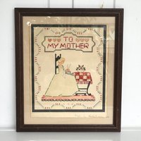 Papier-Punsch-Sampler Zu Meinem Mutter Made By Charles Ergeben 1946 Nadelarbeit Wandbehang 16 "x 13 1/2" von NanAndPopsAttic