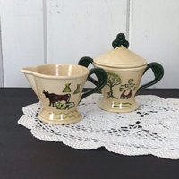 Vintage Poppy Twisted Provincial Zucker - Und Milchkännchen Von Metlox Nicht Perfekter Riss Im Deckel von NanAndPopsAttic