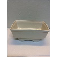 Usa - Ceramic 8127-8 Mid Century Modern Übertopf Baumrindenoptik Creme Mint | Nbpe#444 von NanaBsPeaceEmporium