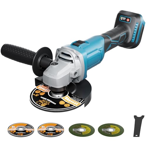 1200W Akku Winkelschleifer für Makita Akku 18V (Ohne Akku), 125mm Akku Flex mit 4 Geschwindigkeiten, Bürstenloser Profi-Winkelschleifer mit 2 Schleifscheiben 2 Trennscheiben zum Schleifen, Trennen von Nananuu