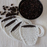 Kaffeetassen-Förmige Untersetzer, 4Er-Set, Kaffeeliebhaber Geschenk, Rustikale Tischdekoration, Einweihungsgeschenk, Gehäkelte Kaffeeuntersetzer von NanasGoneLoopy