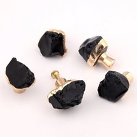 Obsidian Einloch Knäufe/Gold Eingefasste Kristall Schubladengriffe/Schrankgriffe/Garderobe/Unregelmäßiger Kristallknopf von NancyHardware