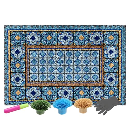 NangHuw Knüpfteppich Zum Selber Knüpfen Teppich Knüpf-Sets Kreuzstich Set Knüpfen Set Für Kinder Und Erwachsene knüpfen Set DIY Handwerk Geschenke Fußabtreter 130x150CM von NangHuw