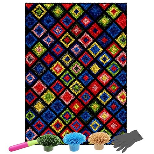 NangHuw Knüpfteppich Zum Selber Knüpfen Teppich Knüpf-Sets Kreuzstich Set Knüpfen Set Für Kinder Und Erwachsene knüpfen Set DIY Handwerk Geschenke Fußabtreter 38x52CM von NangHuw