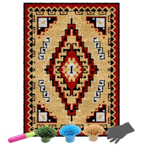 NangHuw Knüpfteppich Zum Selber Knüpfen Teppich Knüpf-Sets Kreuzstich Set Knüpfen Set Für Kinder Und Erwachsene knüpfen Set DIY Handwerk Geschenke Fußabtreter 61x87CM von NangHuw