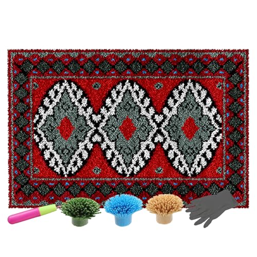 NangHuw Knüpfteppich Zum Selber Knüpfen Teppich Knüpf-Sets Kreuzstich Set Knüpfen Set Für Kinder Und Erwachsene knüpfen Set DIY Handwerk Geschenke Fußabtreter 85x115CM von NangHuw