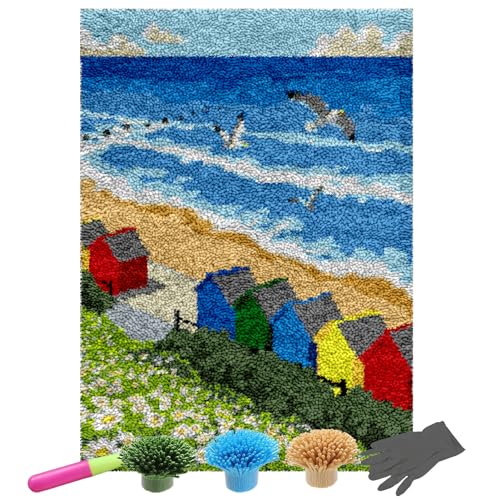 NangHuw Knüpfteppich Zum Selber Knüpfen Teppich Knüpf-Sets Kreuzstich Set Knüpfen Set Für Kinder Und Erwachsene knüpfen Set DIY Handwerk Geschenke Fußabtreter 90x120CM von NangHuw