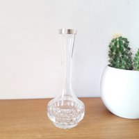 Vintage Kristallvase Mit Gepunztem Silberring, 1970Er Jahre von NaniFrenchboutique