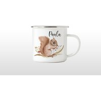 Emaille Tasse Kinderbecher Mit Namen Boho Waldtiere Eichhörnchen Mädchen Geschenk Weihnachten Geburtstag von NaniluDesign