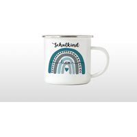 Emaille Tasse Kinderbecher Mit Namen Regenbogen Schulkind Junge Geschenk Einschulung von NaniluDesign