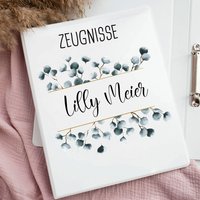 Zeugnismappe Personalisiert Mit Namen, Personalisierte Eukalyptus, Geschenk Einschulung Schulkind von NaniluDesign