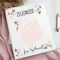 Zeugnismappe Personalisiert Mit Namen, Personalisierte Schwan, Geschenk Einschulung Schulkind von NaniluDesign