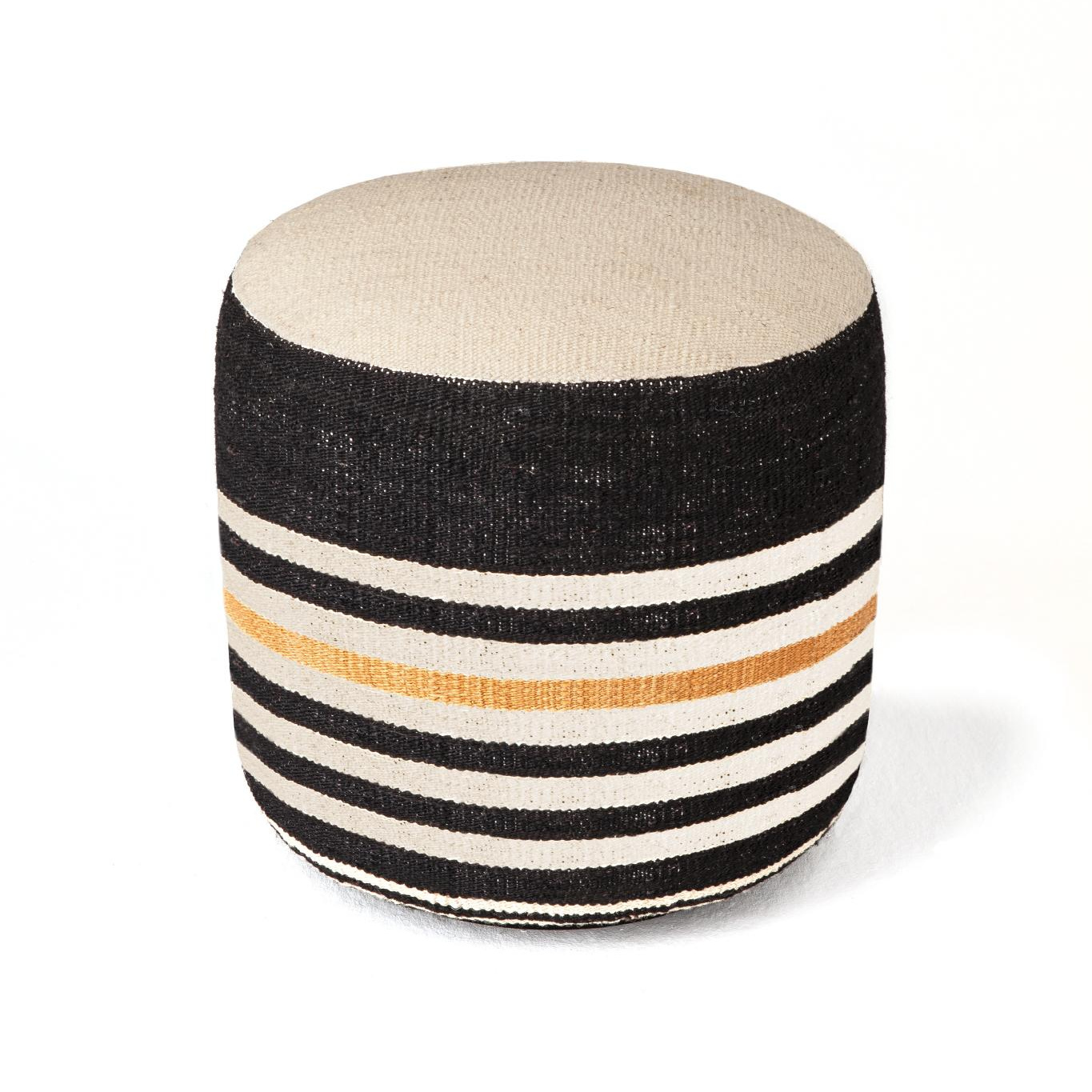 Nanimarquina - Kilim Pouf/Hocker - schwarz/beige/afghanische Wolle/Dichte: 156.000 Knoten/m2/BxHxT 39x40x39cm von Nanimarquina