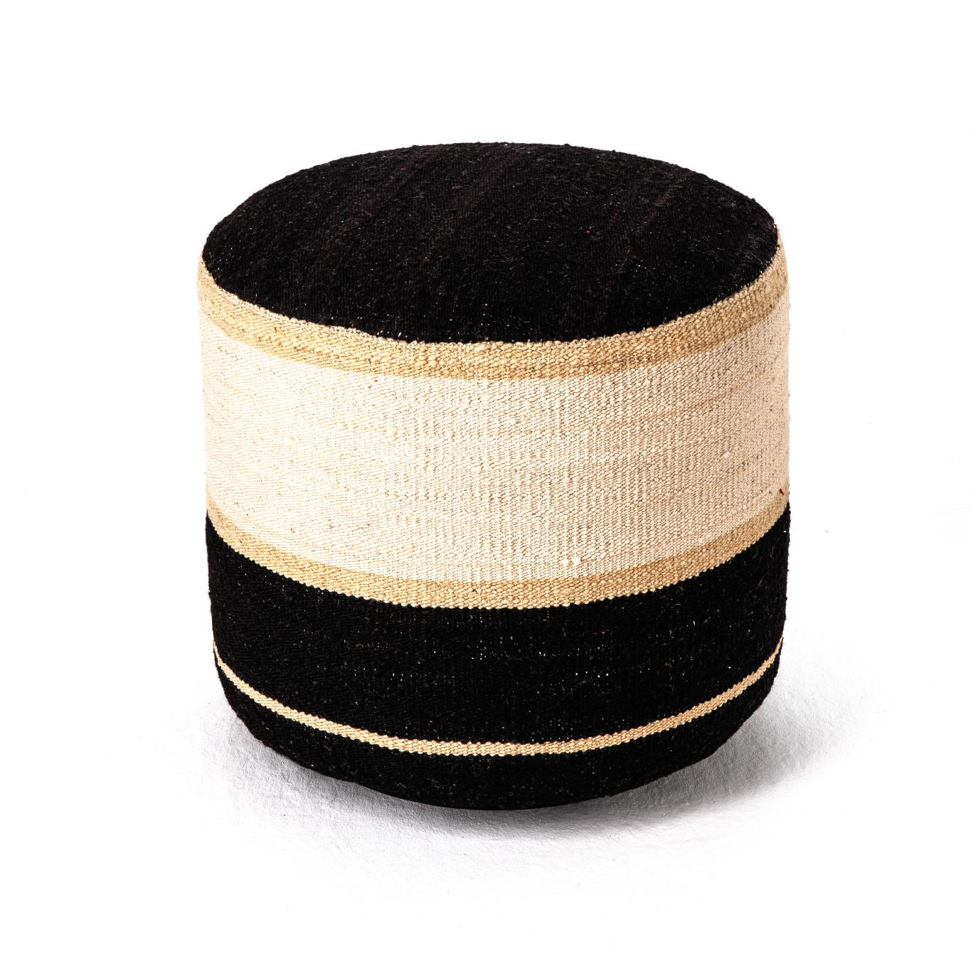 Nanimarquina - Kilim Pouf/Hocker - schwarz/beige/afghanische Wolle/Dichte: 156.000 Knoten/m2/BxHxT 39x40x39cm von Nanimarquina