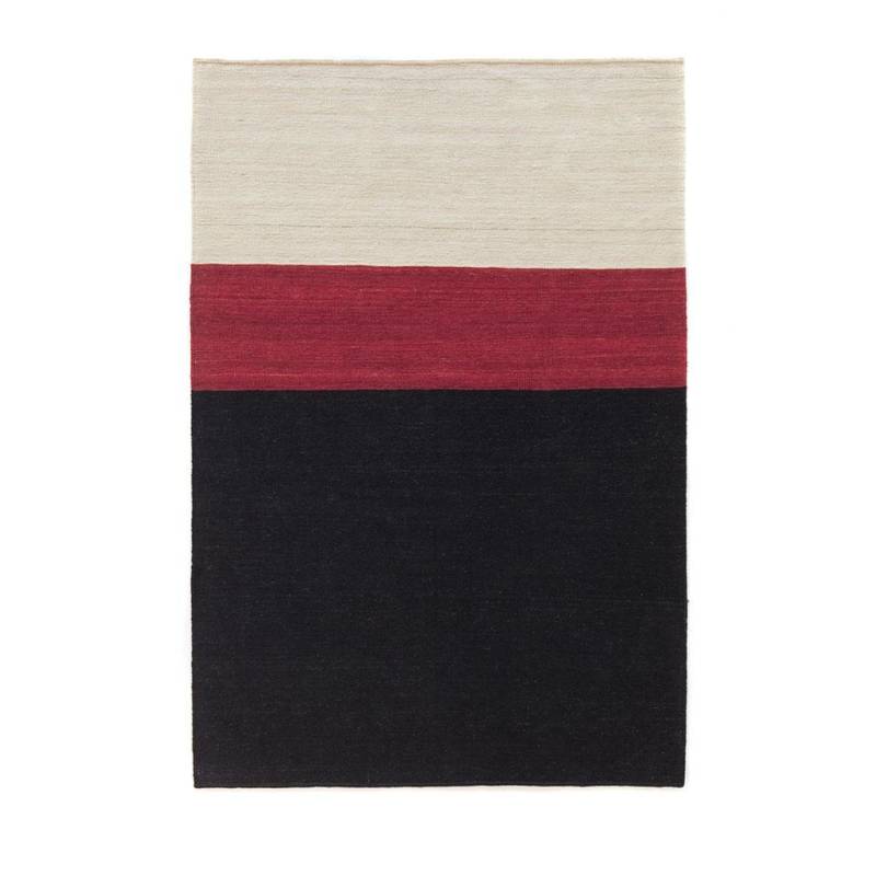 Nanimarquina - Mélange Colour 2 Kilim / Wollteppich - schwarz-weiß- rot/140x200cm von Nanimarquina