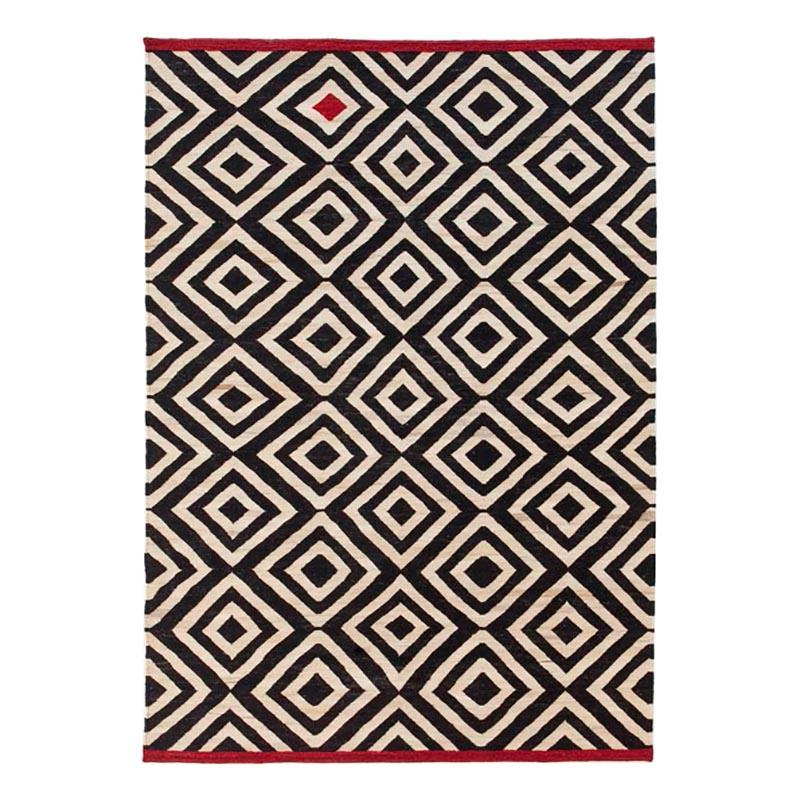 Nanimarquina - Mélange Pattern 1 Teppich 170x240cm - schwarz/weiß/rot/handgewebt/Ausführung Kilim/Dichte 156.000 Knoten/m2/H 0,4cm/Gewicht 2,1 kg/m2 von Nanimarquina