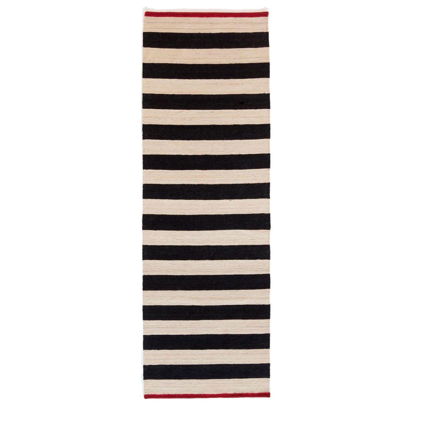 Nanimarquina - Mélange Stripes 2 Kilim Teppichläufer 80x240cm - schwarz-weiß- rot/80x240cm von Nanimarquina