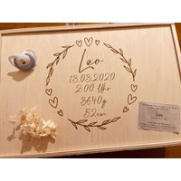 Erinnerungskiste, Erinnerungsbox, Holzkiste, Baby, Personalisiert, Geschenk, Geburt, Taufe von NanisKreativstube