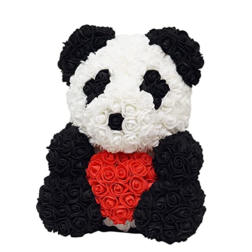 Blumenbär, Künstlicher Rosenblumenbär Künstlicher Blumenpanda Rosenkandabär Künstlicher Rosenblumenpandabär Handgemachte Rosenpandapuppe Für Den Valentinstag, Künstlicher Pandabär Mit Herzdekor von Nankoyal