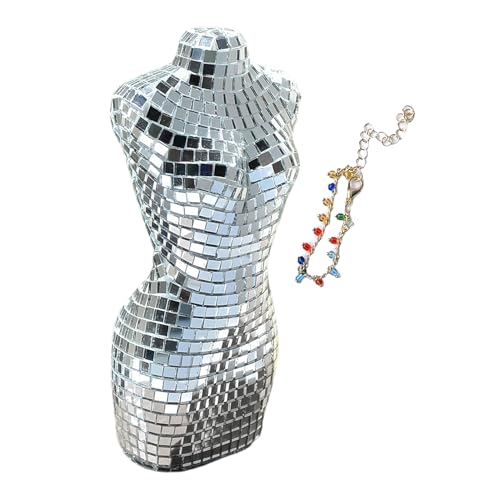 Nankoyal Disco weibliche Körperskulptur, Disco weibliche Statue | Weibliches Modell spiegelte Disco -Figur | Silbere Reflexionsdekoration, Desktop -Ornament für Home Desk Bücherregal Couchtisch von Nankoyal