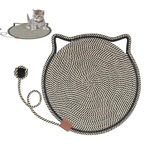 Nankoyal Horizontaler Katzenkratzer | Rundes horizontales Pad mit Ballspielzeug - Katzenbett mit Ohrhaken Möbelschutz für Zuhause Wohnzimmer Schlafzimmer Boden Teppich Couch Ecksofa von Nankoyal