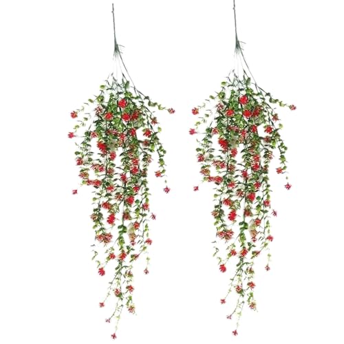 Nankoyal Künstliche Hängbare Pflanzen Für Draußen | 2er-Set Künstliche Eukalyptus Grünpflanzen,Realistische UV-Beständige Wanddekoration Für Wohnzimmer Balkon Innenbereich Hochzeit Garten Badezimmer von Nankoyal