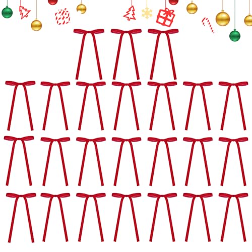 Nankoyal Samtschleifen Für Weihnachtsbaum - 13x18 cm Samtschleifen Deko,24 Stücke Vielseitige Weihnachtsdekoration Für Festliche Hochzeit Schrank Girlande Haustür Mädchen Treppe von Nankoyal