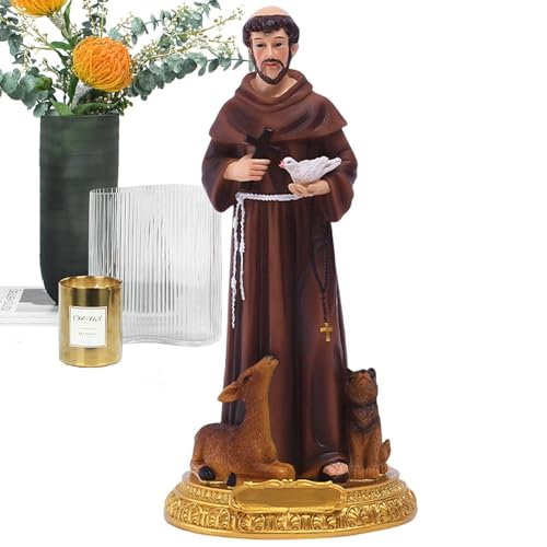 Nankoyal Statue des Heiligen Franziskus - Handbemalte Statue mit Taube und Kreuz - Sammlung klassischer Tonleitern, frommes Geschenk, gebeterfüllte Inspiration, Renaissance-Sammlung von Nankoyal