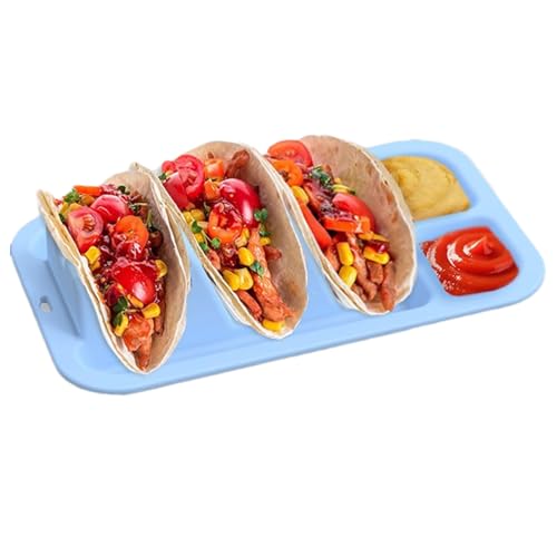 Nankoyal Taco Tablett, Taco Shell Halter mit 3 Fächern, Wiederverwendbarer Silikonständer mit 2 Gewürzschalen für Familienfeiern Hochzeitsbuffet von Nankoyal