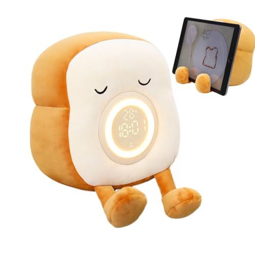 Nankoyal Toast Lampe Nachtlicht - Digitaler Wecker mit Niedlicher Nachtlampe | Wiederaufladbare Schlafzimmerlampe Mit Timer & Dimmbarer Schreibtischdekoration Für Zuhause von Nankoyal