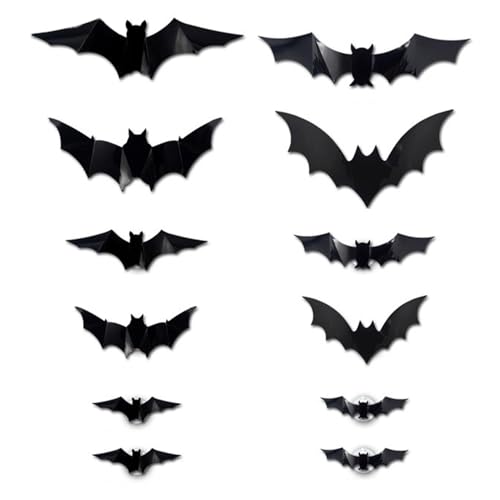 3D Bat Design LED Decoration - Beleuchtete 3D Fledermau Aufkleber, Halloween Fledermau Wanddekoration, Für Wand Fenster Tür Partyzubehör Drinnen Und Draußen von Nanmiyan