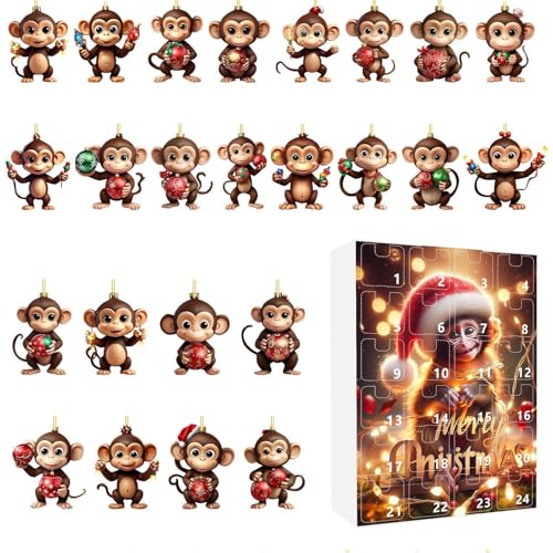 Nanmiyan 2025 Affen Weihnachts Adventskalender,24 Teile Weihnachtszählung Affen Schmuck - Auto Deko Für Thanksgiving Klassenzimmer Büros Geburtstag Festtag Nanmiyan 2025 Affen Weihnachts Adventskalender,24 Teile Weihnachtszählung Affen Schmuck - Auto Deko Für Thanksgiving Klassenzimmer Büros Geburtstag Festtag von Nanmiyan