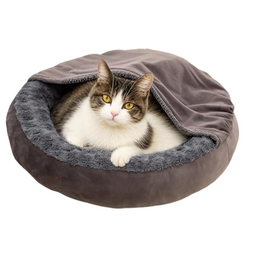 Nanmiyan Katzenbett, Katzenbett Mit Kapuzen-Decke, Rundes Gewärmtes Donut Design Haustierbett Für Drinnen & Draußen Beruhigender Schlaf Reisen Winter Nanmiyan Katzenbett, Katzenbett Mit Kapuzen-Decke, Rundes Gewärmtes Donut Design Haustierbett Für Drinnen & Draußen Beruhigender Schlaf Reisen Winter von Nanmiyan
