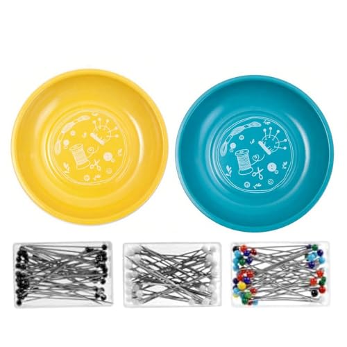 Nanmiyan Magnetisches Stecknadelkissen - Magnetische Nadelschale mit 150 geraden Stecknadeln - Edelstahl Aufbewahrungsbox für Nähen Sticken Schneiderei Quilting Handwerk Workshop Reise von Nanmiyan