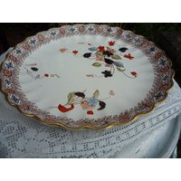 Vintage Copeland Late Spode England Steingutplatte 1894-1910/Handgemaltes Imari-Stilmuster Mit Geriffelten Rändern in Goldfarbe Vintage Copeland Late Spode England Steingutplatte 1894-1910/Handgemaltes Imari-Stilmuster Mit Geriffelten Rändern in Goldfarbe von NannyNelliesAttic