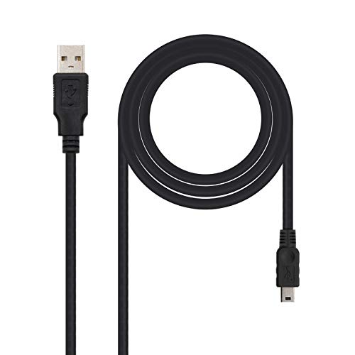 Nanocable 10.01.0402 - USB 2.0 auf Mini-USB-Kabel, Hauptanwendung für Mobiltelefone und Digitalkameras, Typ A/M-Mini B/M, männlich-männlich, schwarz, 1.8 mts Nanocable 10.01.0402 - USB 2.0 auf Mini-USB-Kabel, Hauptanwendung für Mobiltelefone und Digitalkameras, Typ A/M-Mini B/M, männlich-männlich, schwarz, 1.8 mts von NANOCABLE