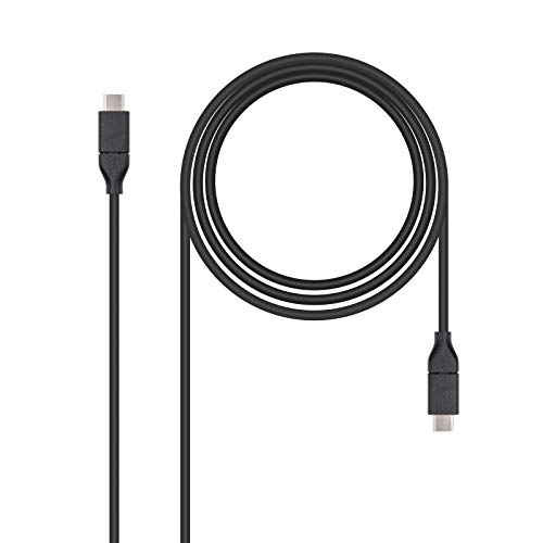 NanoCable 10.01.4101 - Cable 3A USB-C a USB-C, USB 3.1, uso principal moviles, tables, Velocidad transferencia hasta 10Gbps., hasta 3 Amperios de carga, Gen2, macho-macho, Tipo C/M-C/M, negro, 1 mts von Nano Cable