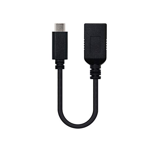 Nanocable 10.01.4201 - 3G USB-C OTG Kabel (On-The-GO) USB 3.1, Übertragungsgeschwindigkeit bis zu 5 Gbit/s, bis zu 3 Lastverstärker, Gen1, männlich-weiblich, Typ C/M-A/H, schwarz, 15 cms von NANOCABLE