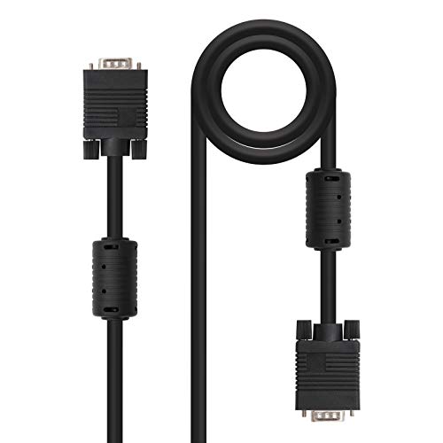 Nanocable 10.15.0102 - SVGA Kabel mit hochwertigem Ferrit für Monitor, Projektor und PC, HDB15/M-HDB15/M, schwarz, 2.0 mts von Nano Cable