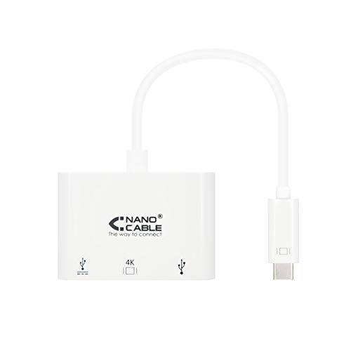 Nanocable 10.16.4302 - USB-C zu USB 3.0/USB-C/HDMI Konverter, 3in1, weiß von Nano Cable